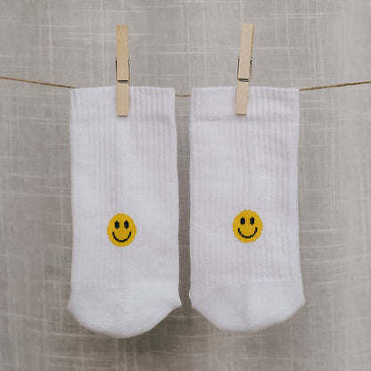 Socken weiß Smiley gelb L Eulenschnitt