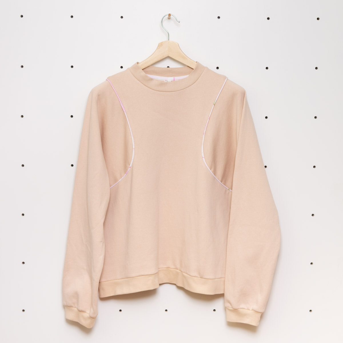 Nachhaltiger Paspel Pullover Off White Gr. L - Made in Germany