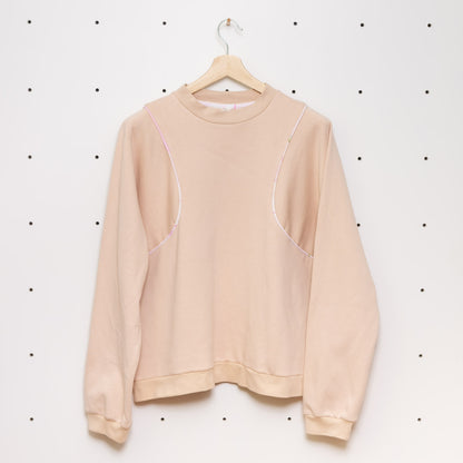 Nachhaltiger Paspel Pullover Off White Gr. L - Made in Germany