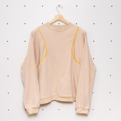 Nachhaltiger Paspel Pullover Off White Gr. L - Made in Germany