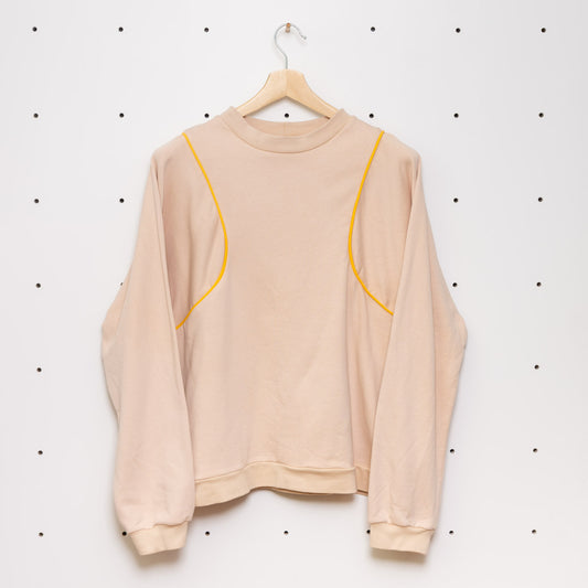 Nachhaltiger Paspel Pullover Off White Gr. L - Made in Germany