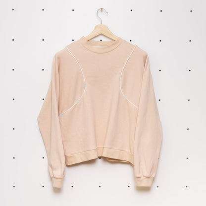 Nachhaltiger Paspel Pullover Off White Gr. M - Made in Germany