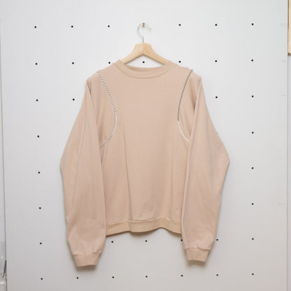 Nachhaltiger Paspel Pullover Off White Gr. XL - Made in Germany