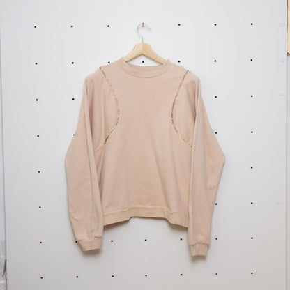 Nachhaltiger Paspel Pullover Off White Gr. L - Made in Germany