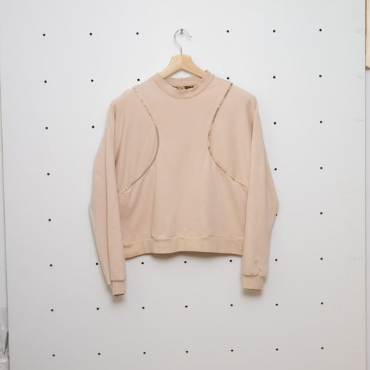 Nachhaltiger Paspel Pullover Off White Gr. S - Made in Germany