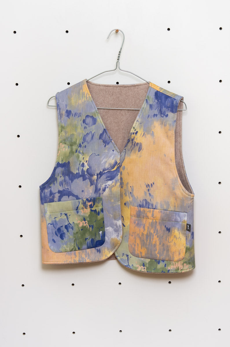 Upcycling Wendeweste – Baumwoll-Bettwäsche & Bio-Fleece Gr. S - Made in Germany