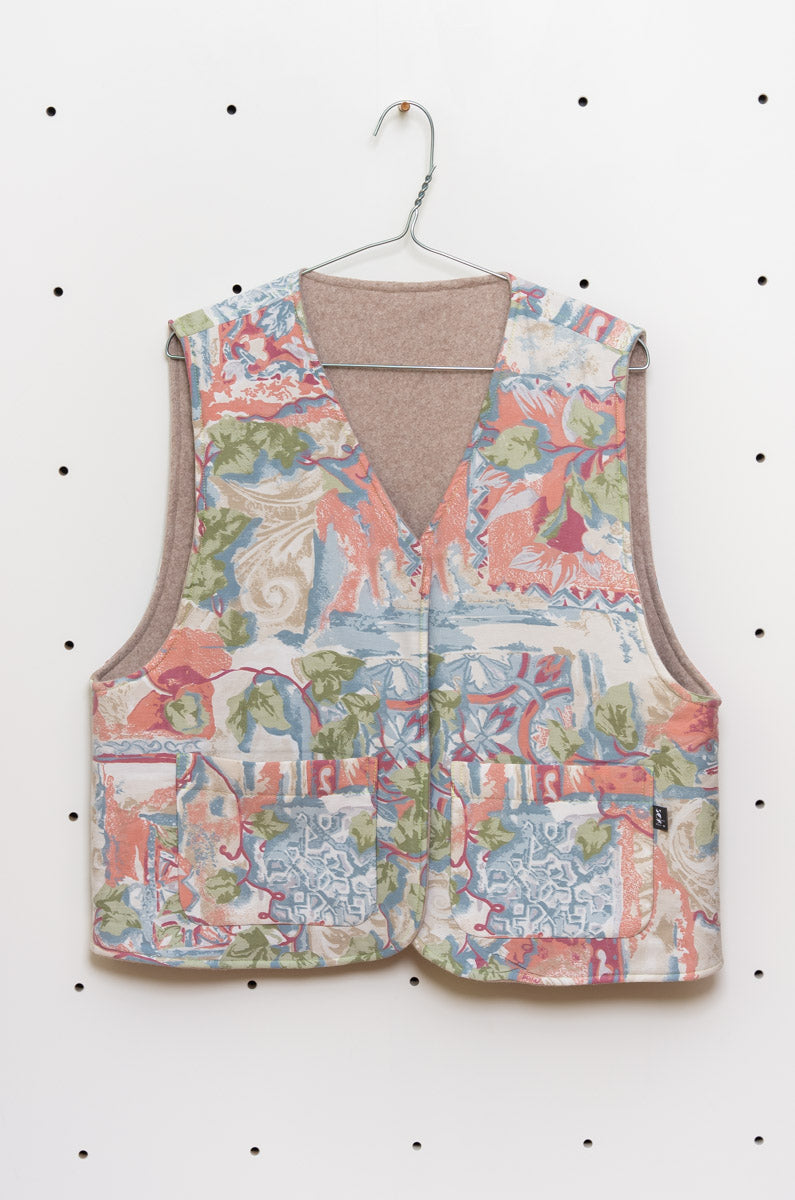 Upcycling Wendeweste – Baumwoll-Bettwäsche & Bio-Fleece Gr. L - Made in Germany