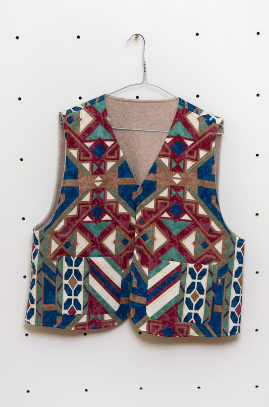 Upcycling Wendeweste – Baumwoll-Bettwäsche & Bio-Fleece Gr. L - Made in Germany