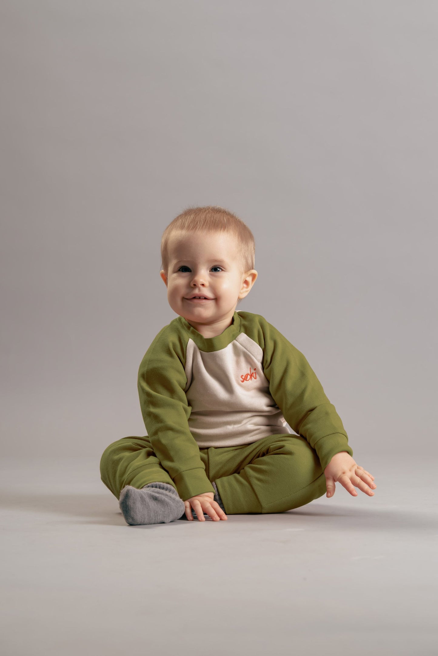 Baby Sweatshirt Unisex - Cedar Green/Off White - Made in Germany