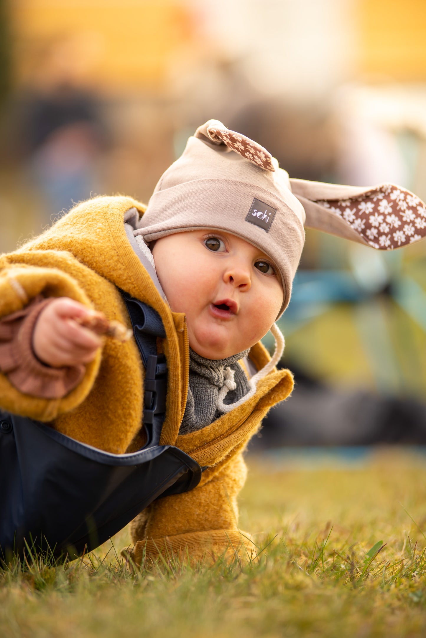 Hasenmütze Baby small gelb - Made in Germany