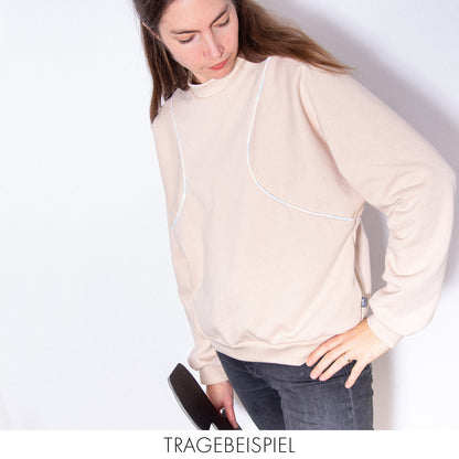 Nachhaltiger Paspel Pullover Off White Gr. L - Made in Germany